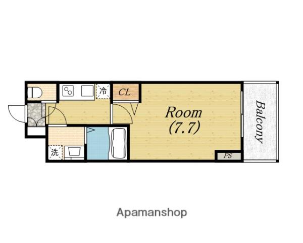 レジュールアッシュ心斎橋リュクス(1K/8階)の間取り写真