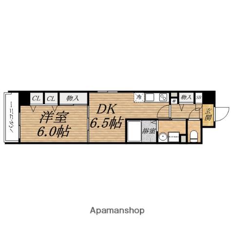 ATHLETE 御堂筋本町(1DK/4階)の間取り写真