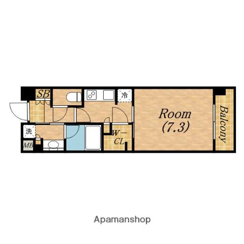 パークアクシス靱公園(1K/14階)の間取り写真