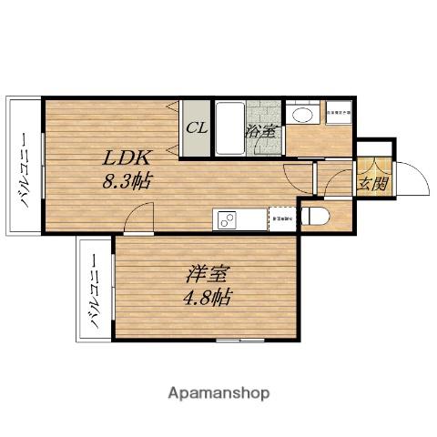 PREGI0都島(1LDK/3階)の間取り写真