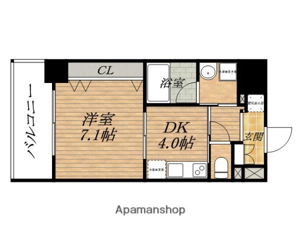 CLOVER VIEW上本町(1DK/9階)の間取り写真