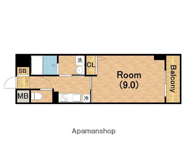 DUE立売堀(1K/13階)の間取り写真