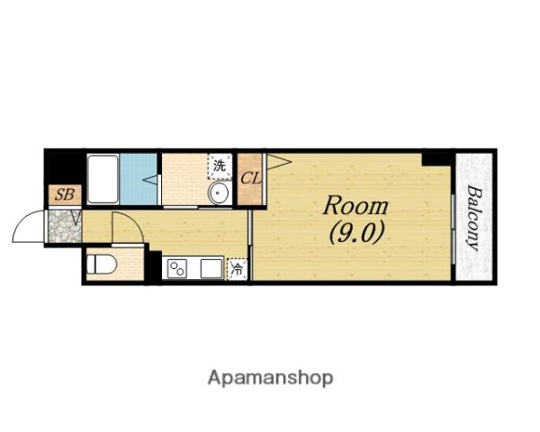 DUE立売堀(1K/6階)の間取り写真