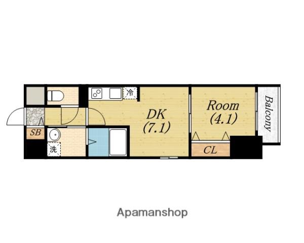 DUE立売堀(1DK/7階)の間取り写真