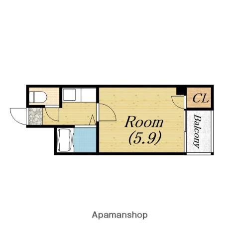 サウスゲート北堀江(1K/2階)の間取り写真