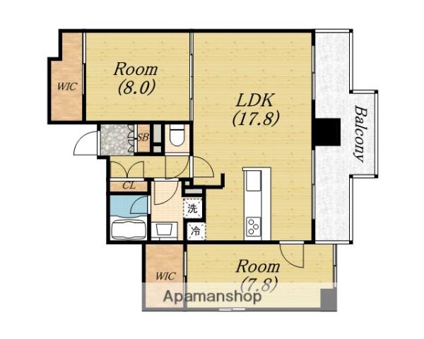 BRAVI南堀江(2LDK/15階)の間取り写真