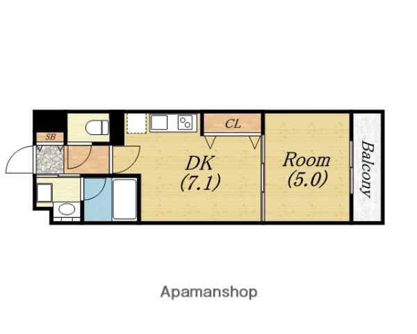BRAVI南堀江(1DK/3階)の間取り写真