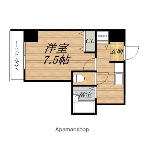 GRAMERCY心斎橋東(1K/4階)の間取り写真