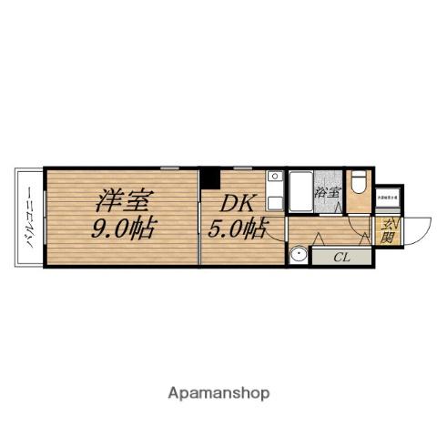 グリーンプラザ瓦町(1DK/2階)の間取り写真