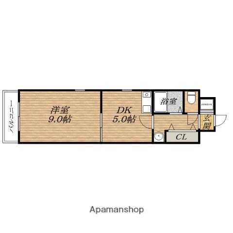 グリーンプラザ瓦町(1DK/3階)の間取り写真