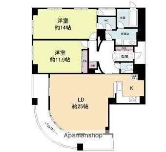 レジディア心斎橋ウエスト(2LDK/13階)の間取り写真