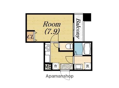 サムティ阿波座LUSSO(1K/6階)の間取り写真