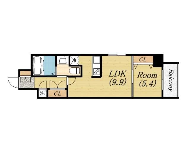 アーデン京町堀イースト(1LDK/14階)の間取り写真