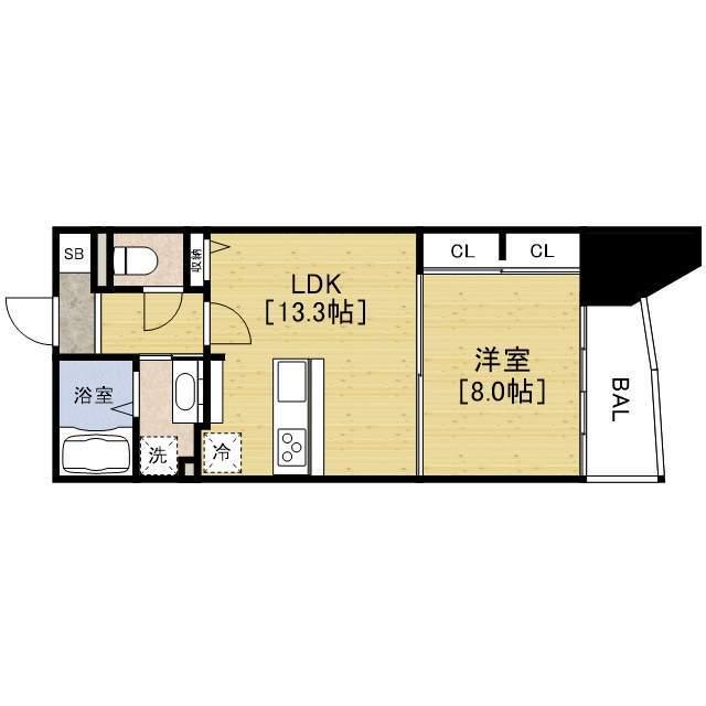 ルクレ阿波座レジデンス(1LDK/9階)の間取り写真