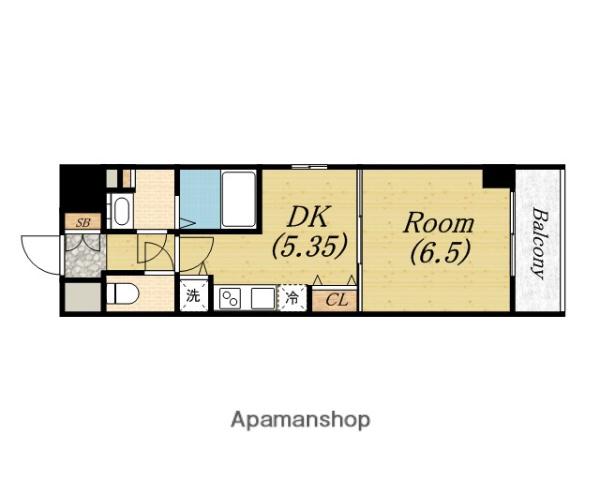 フロンティアタワー九条Ⅲ(1DK/7階)の間取り写真