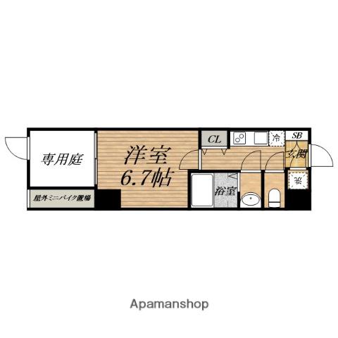 PREMIUM COURT TANIMACHI-4CHOME(1K/1階)の間取り写真