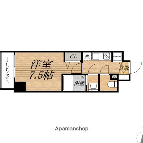 プレサンス北浜ラ・フェスタ(1K/7階)の間取り写真