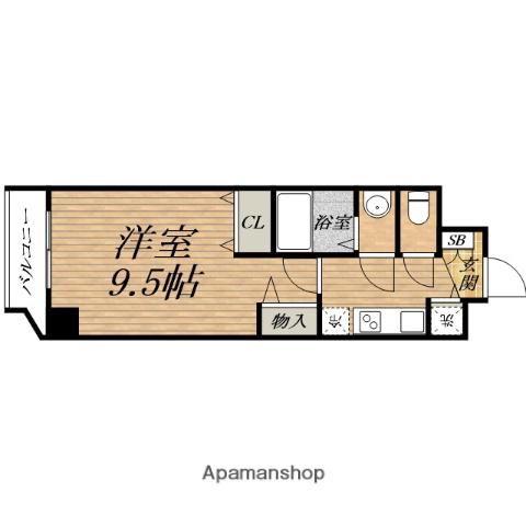 CRYSTAL GLANZ心斎橋イースト(1K/4階)の間取り写真