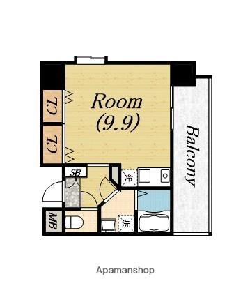 アスリート本町リバーウエスト(ワンルーム/2階)の間取り写真