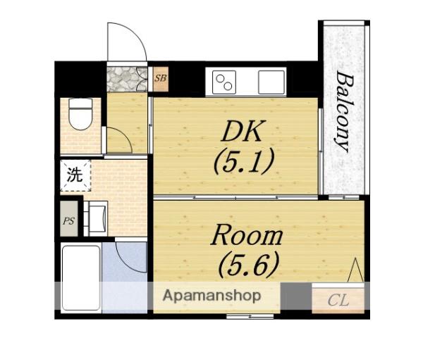 ALIVIO新町(1DK/7階)の間取り写真