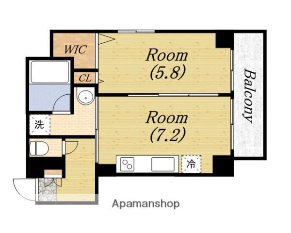 ALIVIO新町(1DK/3階)の間取り写真