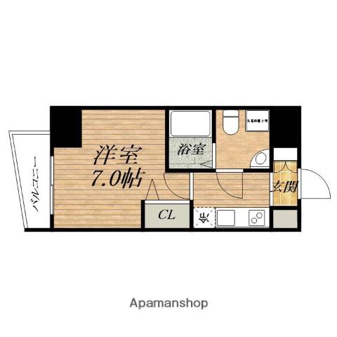 セレニテ上町台(1K/9階)の間取り写真