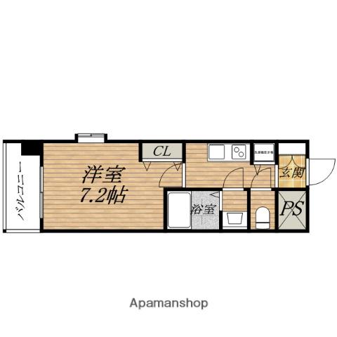 クラウンハイム北心斎橋フラワーコート(1K/3階)の間取り写真