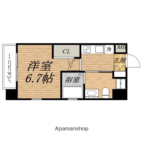 レジディア谷町(1K/15階)の間取り写真