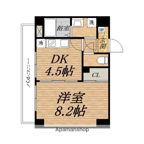 アーバンステージ安堂寺Ⅰ (1DK/8階)の間取り写真