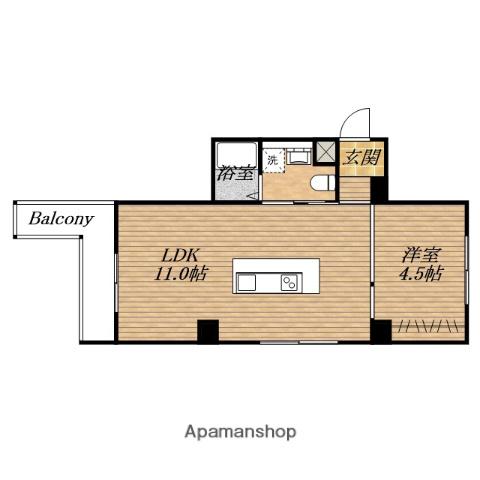 W KYOMACHIBORI(1LDK/2階)の間取り写真