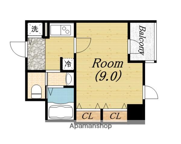 ルクレ西長堀(1K/6階)の間取り写真