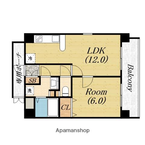 ユニーブル靱公園(1LDK/6階)の間取り写真