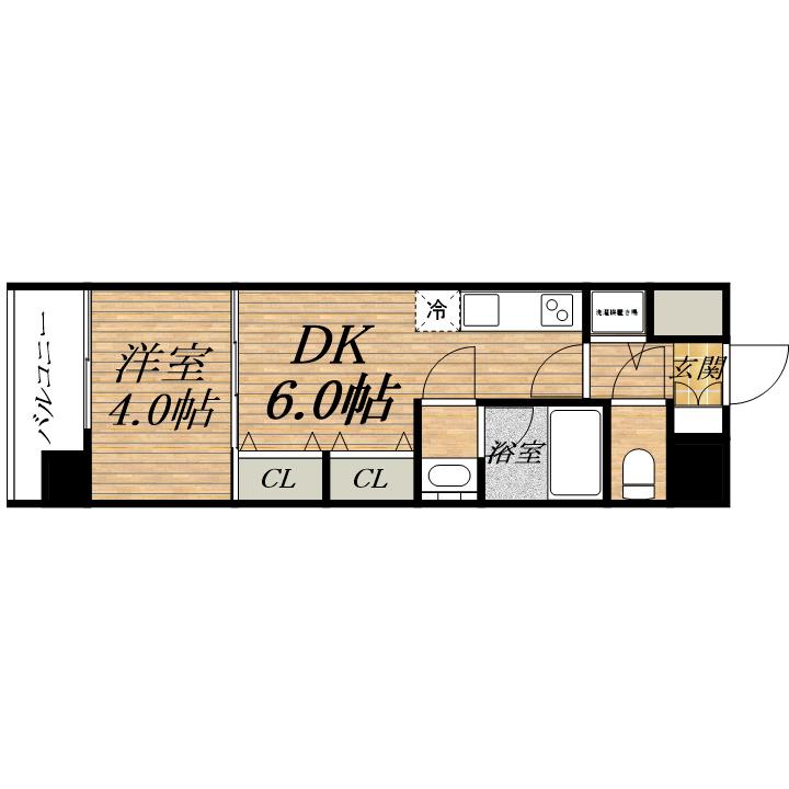 S-RESIDENCE淀屋橋(1DK/5階)の間取り写真