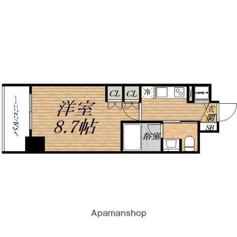 コンフォリア北浜(1K/10階)の間取り写真