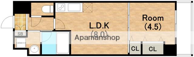 アーデン四ツ橋プライマリーワン(1LDK/6階)の間取り写真