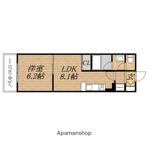 コンソラーレ東野田(1LDK/8階)の間取り写真