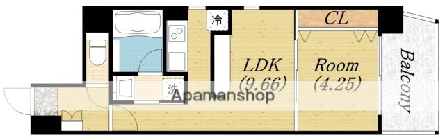 LAXRASS江戸堀(1LDK/6階)の間取り写真
