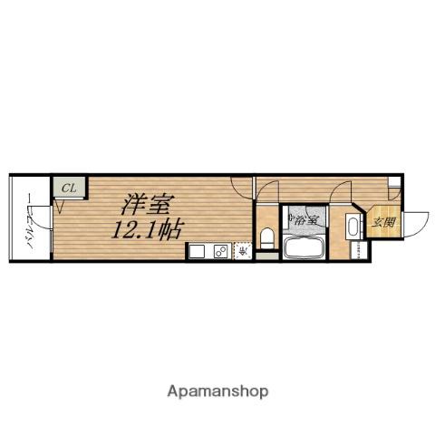 ラクラス長堀橋(ワンルーム/12階)の間取り写真