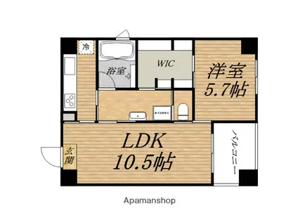 ルクレ堺筋本町レジデンス(1LDK/4階)の間取り写真