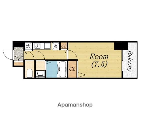 エステムコート南堀江ⅢCHURA(1K/15階)の間取り写真
