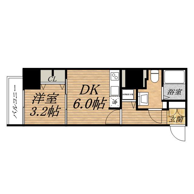 プレサンス松屋町グレイス(1DK/7階)の間取り写真