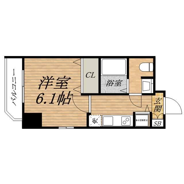 プレサンス松屋町グレイス(1K/13階)の間取り写真