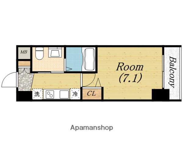 TLR RESIDENCE本町ウエスト(1K/13階)の間取り写真