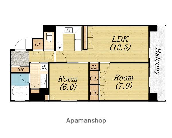 リーガル四ツ橋立売堀Ⅱ(2LDK/9階)の間取り写真