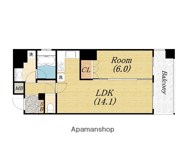 リーガル四ツ橋立売堀Ⅱ(1LDK/2階)の間取り写真