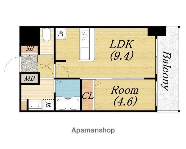 プレサンス立売堀パークシティ(1LDK/13階)の間取り写真