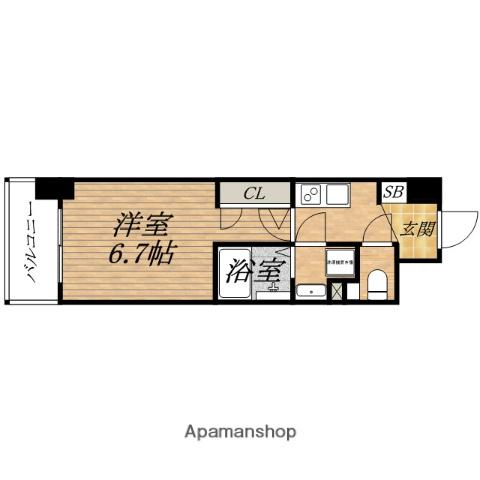 SERENITE心斎橋GRANDE(1K/13階)の間取り写真