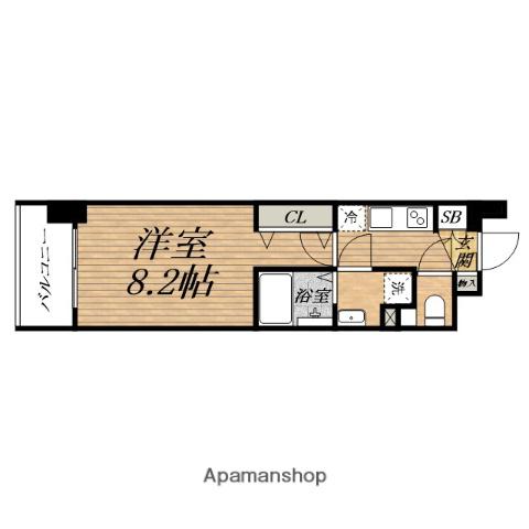 SERENITE心斎橋GRANDE(1K/12階)の間取り写真