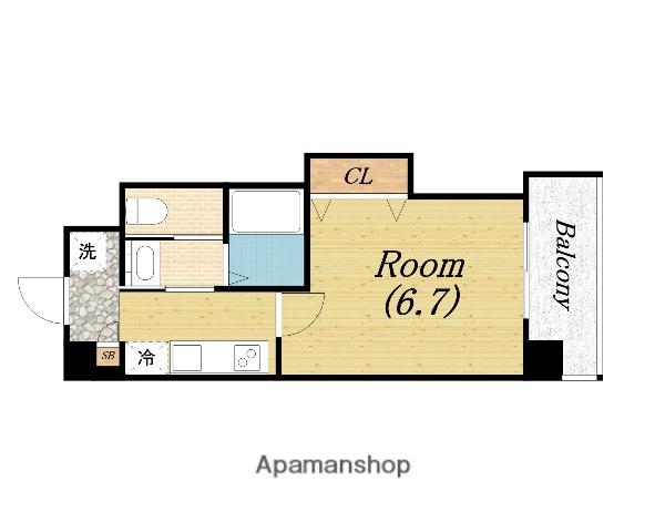 LUXEドーム前Ⅱ(1K/7階)の間取り写真