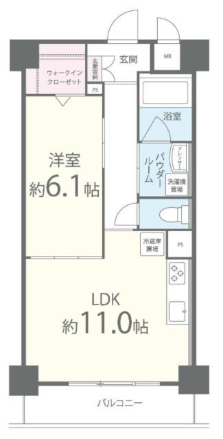 アベニール四天王寺(1LDK/7階)の間取り写真